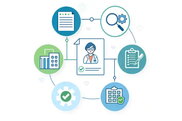 Graphic showing how AI creates high-quality content briefs for healthcare SEO
