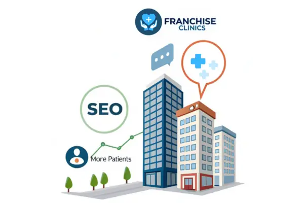 Graphic showing how franchise clinics can grow and improve their SEO effectively (2)