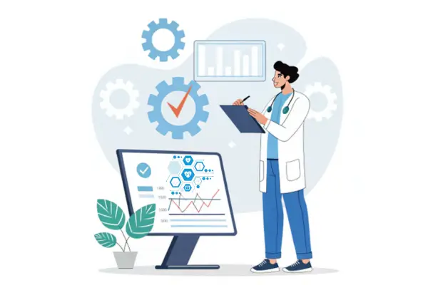 Graphic showing how to automate technical SEO audits for large clinic websites