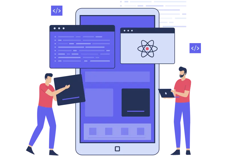Illustration showing code optimization techniques to make a website load faster Illustration showing code optimization techniques to make a website load faster