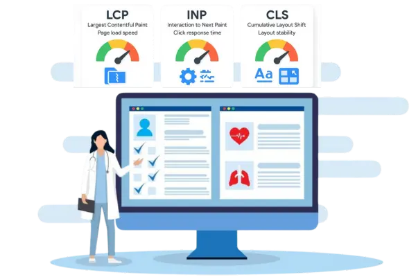 Image showing how to optimize large medical blogs for Core Web Vitals
