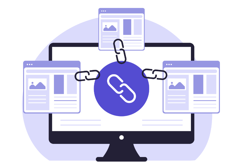 Internal linking showing links from different pages to important pages on a website for better SEO and navigation
