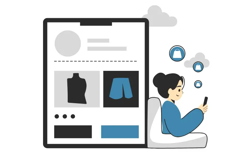 Users engaging with an e-commerce website showing clicks and interactions