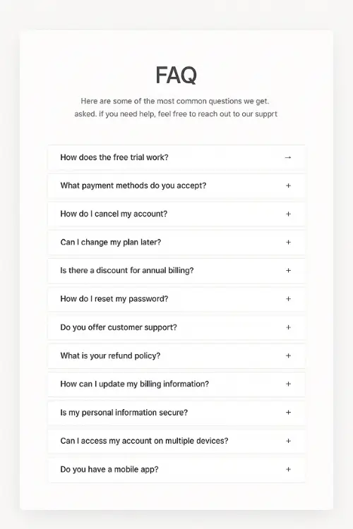 Classic Accordion SaaS FAQ Template Classic Accordion SaaS FAQ Template