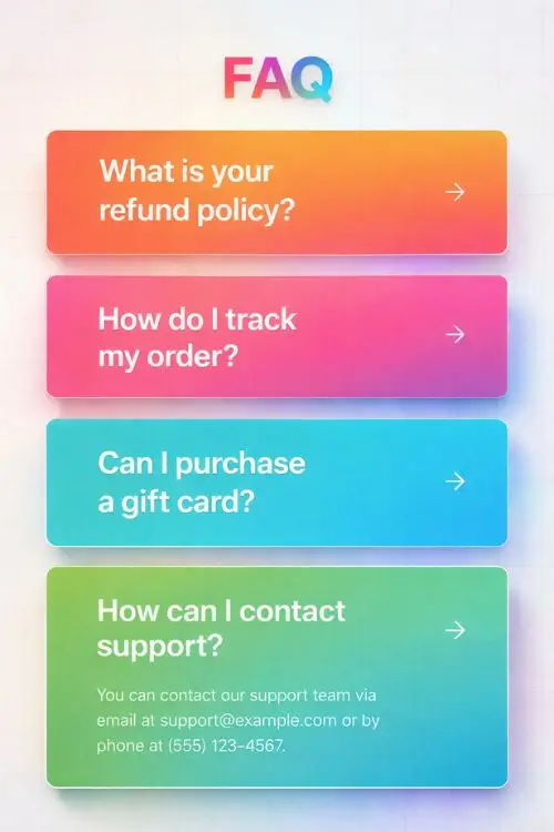Colored Grid Oversized Cards FAQ Template Colored Grid Oversized Cards FAQ Template