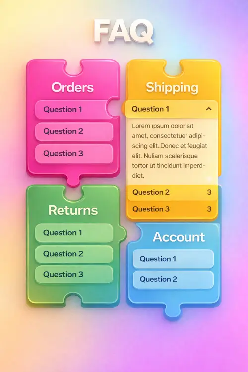 Colored Puzzle Piece Category Blocks FAQ Template (1) Colored Puzzle Piece Category Blocks FAQ Template