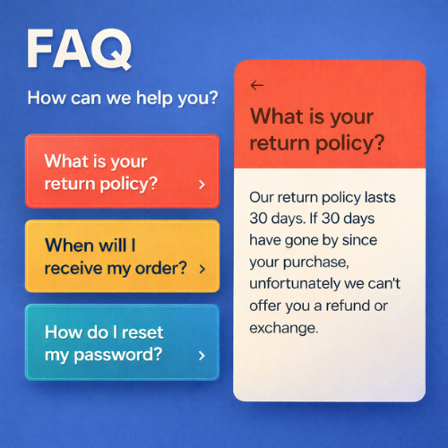 Colored Right Drawer Answers FAQ Template Colored Right Drawer Answers FAQ Template