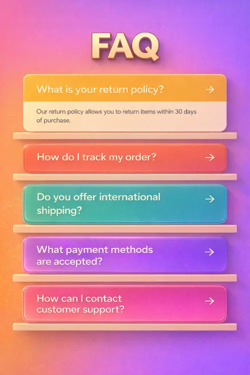 Colored Shelf Layout Cards FAQ Template Colored Shelf Layout Cards FAQ Template