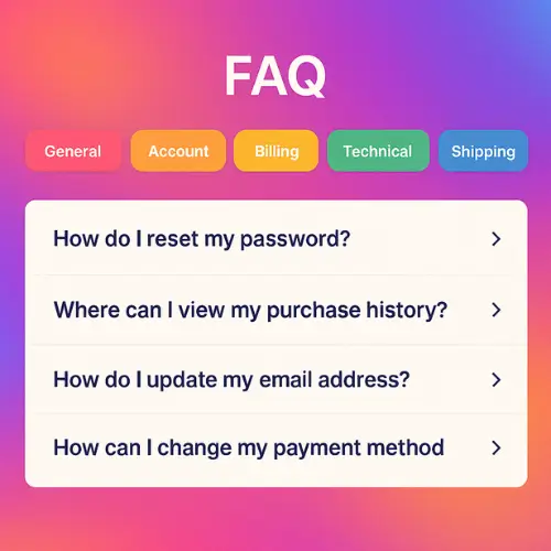 Colored Top Slider Bottom Accordion FAQ Template Colored Top Slider Bottom Accordion FAQ Template