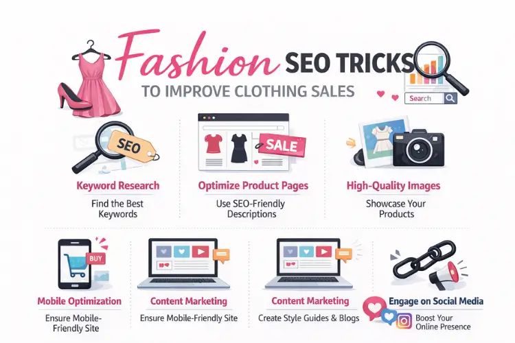 Fashion SEO tips infographic to boost clothing sales