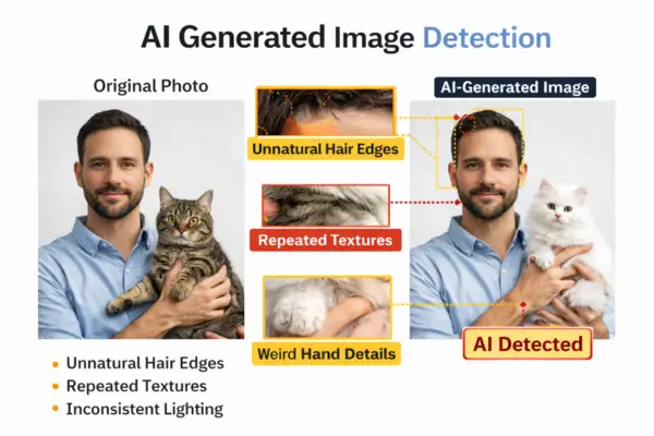 Image showing how AI-generated image detection technique helps check whether a picture was created by AI