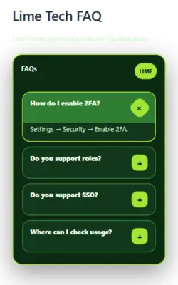 Lime Tech FAQ Template Mobile Version Lime Tech FAQ Template Mobile Version