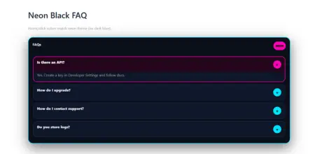 Neon Black FAQ Template Laptop Version Neon Black FAQ Template Laptop Version