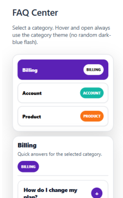 Sidebar Categorized Accordion FAQ Template Mobile Version (1) Sidebar Categorized Accordion FAQ Template Mobile Version