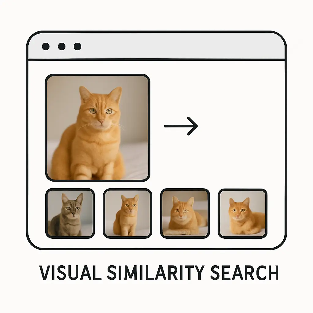 Visual similarity search showing images that look similar to the original picture
