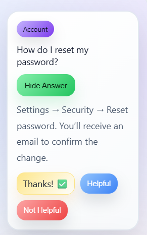 Helpful Buttons FAQ Template Mobile Version