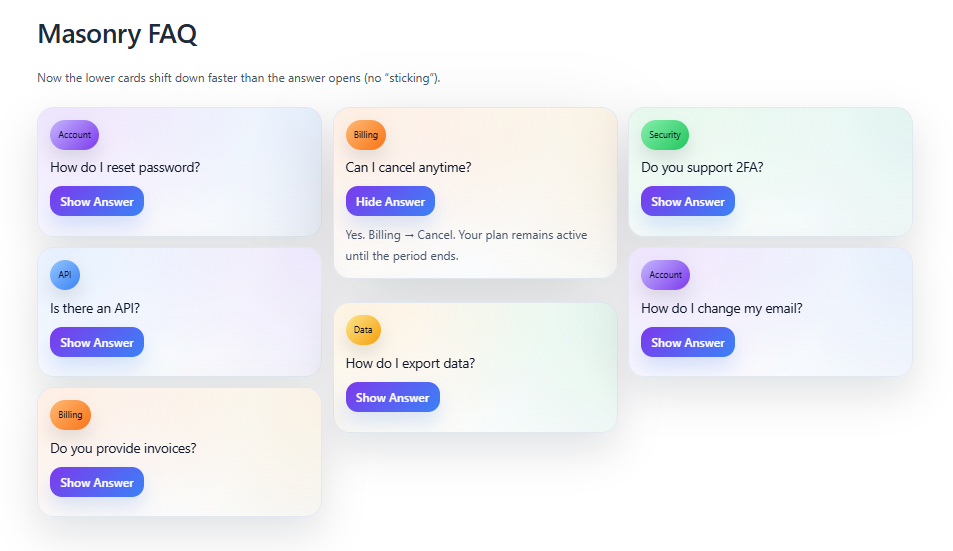 Image of Masonry FAQ Template