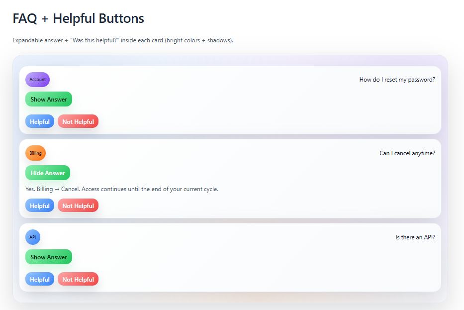 Image of Helpful Buttons FAQ Template