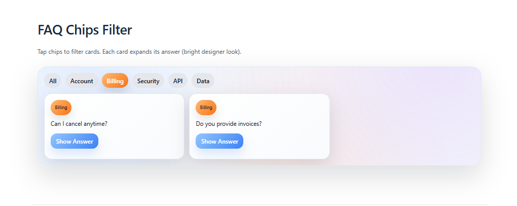 Chips Category Filter FAQ Template