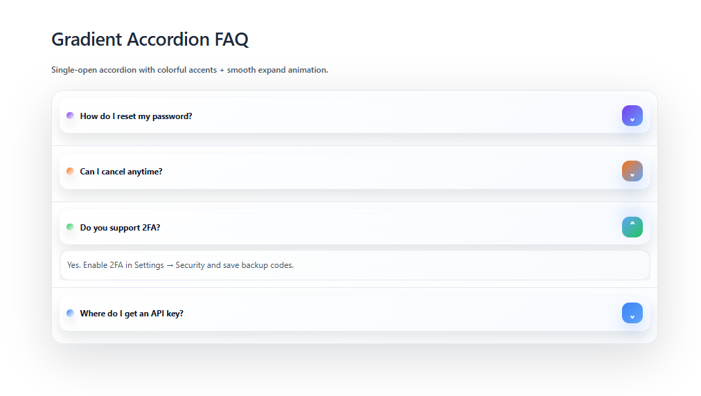 Image of Gradient Accordion FAQ Template