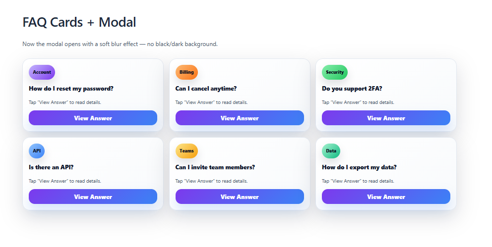 Image of Cards + Modal FAQ Template (1)