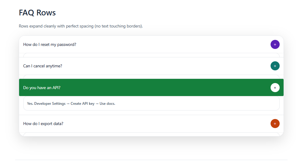Image of Rows FAQ Template