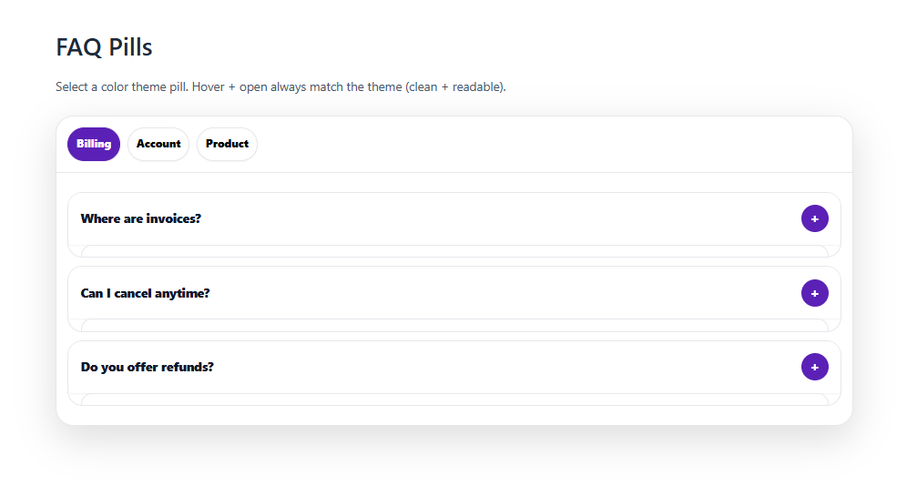 Categorized Pills FAQ Template