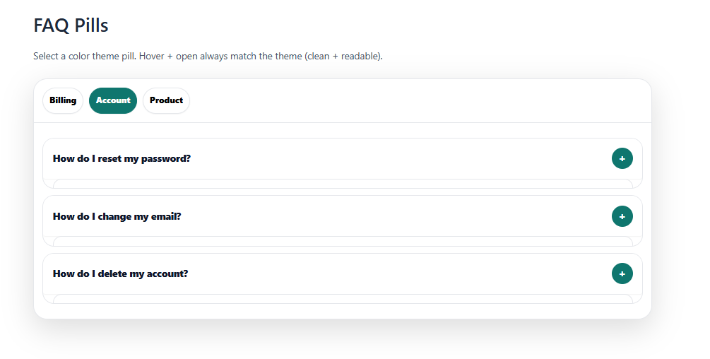 Image of Categorized Pills FAQ Template