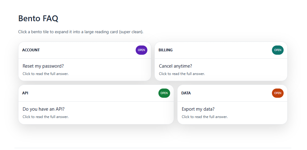 Image of Bento FAQ Template