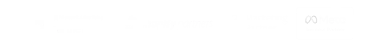 Goforaeo partner badges for Microsoft Advertising, Shopify, Facebook Marketing Partner, and Meta Business Partner